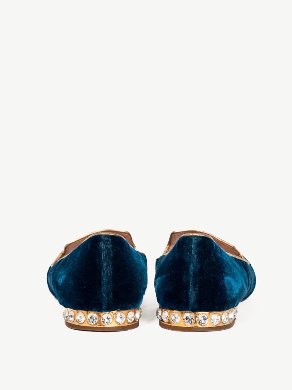 Miu Miu PF12 Blue Velvet Embroidered Crystal-Heel Loafers - Picture 4 of 9